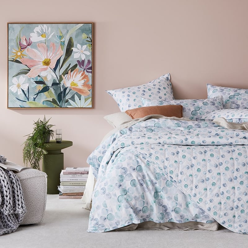 Stonewashed Cotton Printed Watercolour Spot Pillowcase