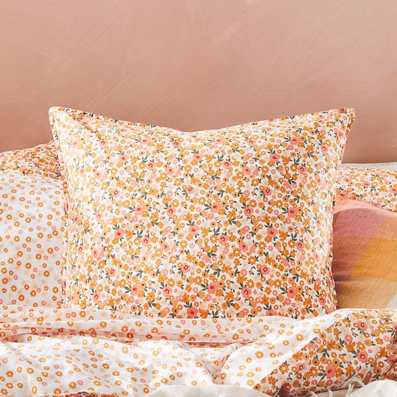 Stonewashed Cotton Printed Golden Daisy Pillowcase