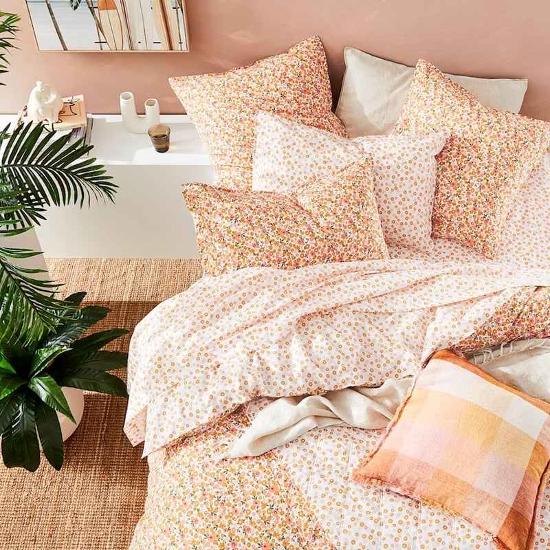 Stonewashed Cotton Printed Golden Daisy Pillowcase