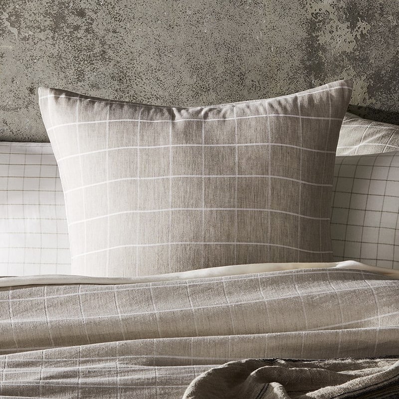 Mark Tuckey Grid Check Linen Pillowcase