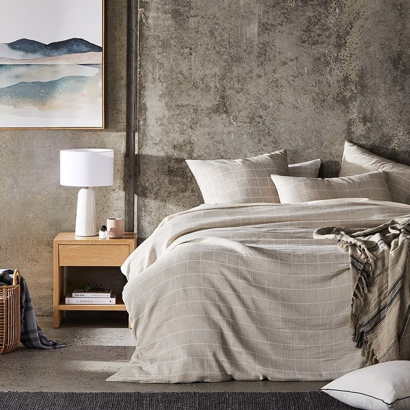 Mark Tuckey Grid Check Linen Pillowcase