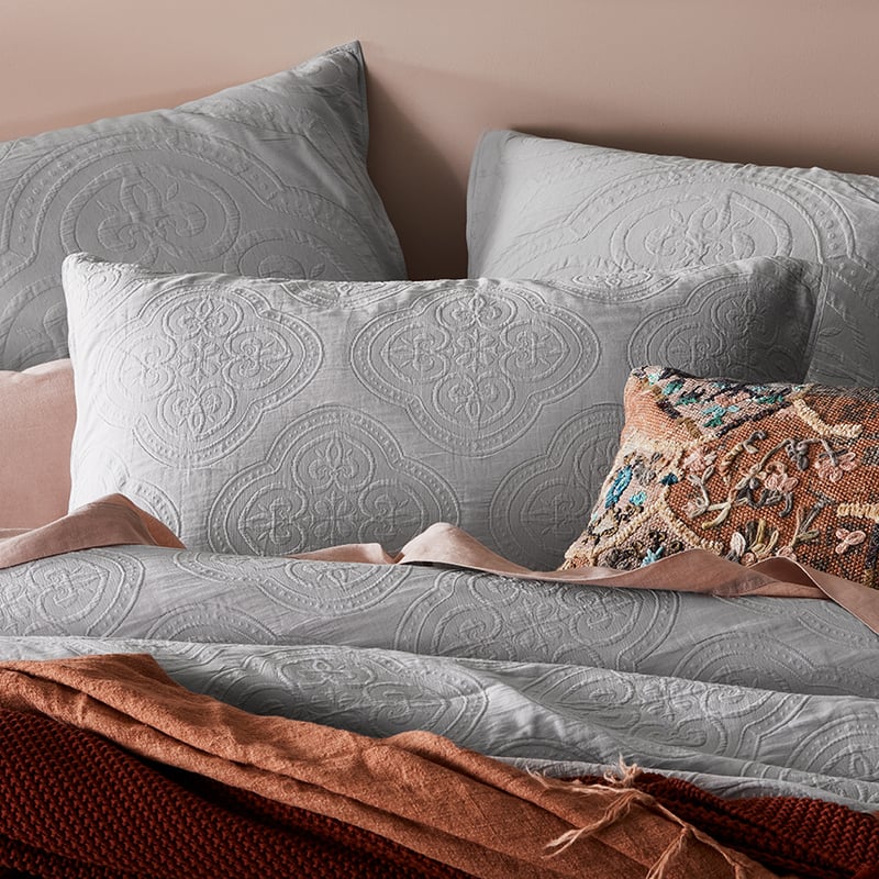 Amira Matelasse Silver Pillowcase