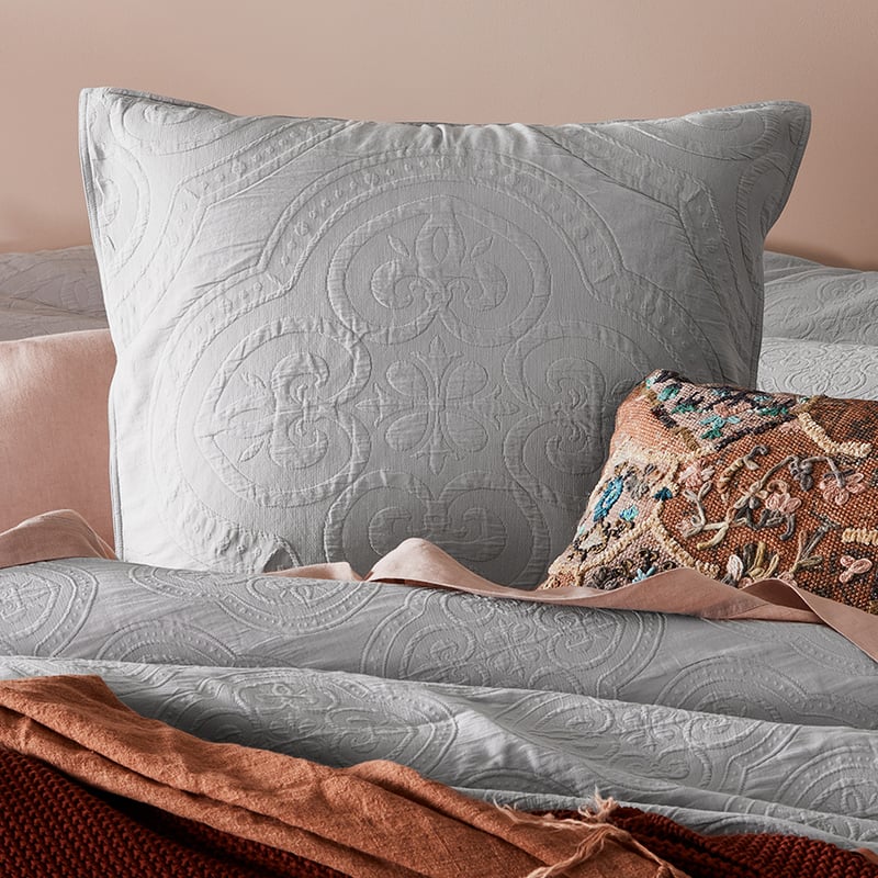 Amira Matelasse Silver Pillowcase