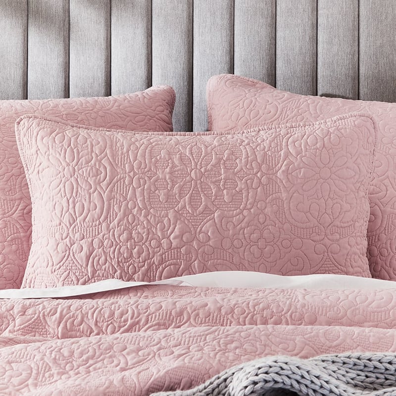 Chloe Peony Pink Quilted Quilt Cover + Pillowcases