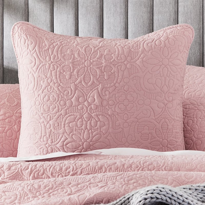 Chloe Peony Pink Quilted Quilt Cover + Pillowcases