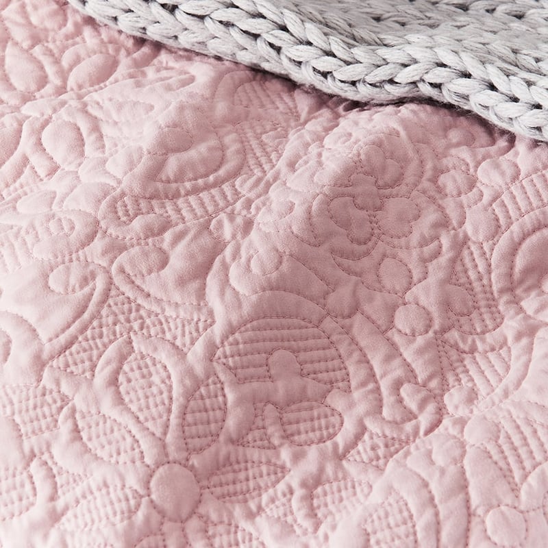 Chloe Peony Pink Quilted Quilt Cover + Pillowcases