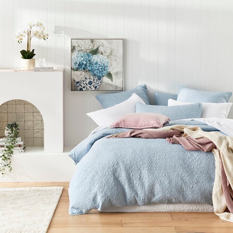 Chloe Quilted Powder Blue Quilt Cover