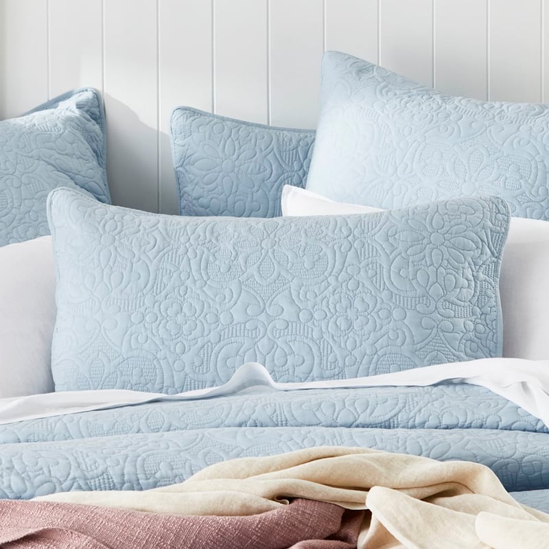 Chloe Quilted Powder Blue Quilt Cover