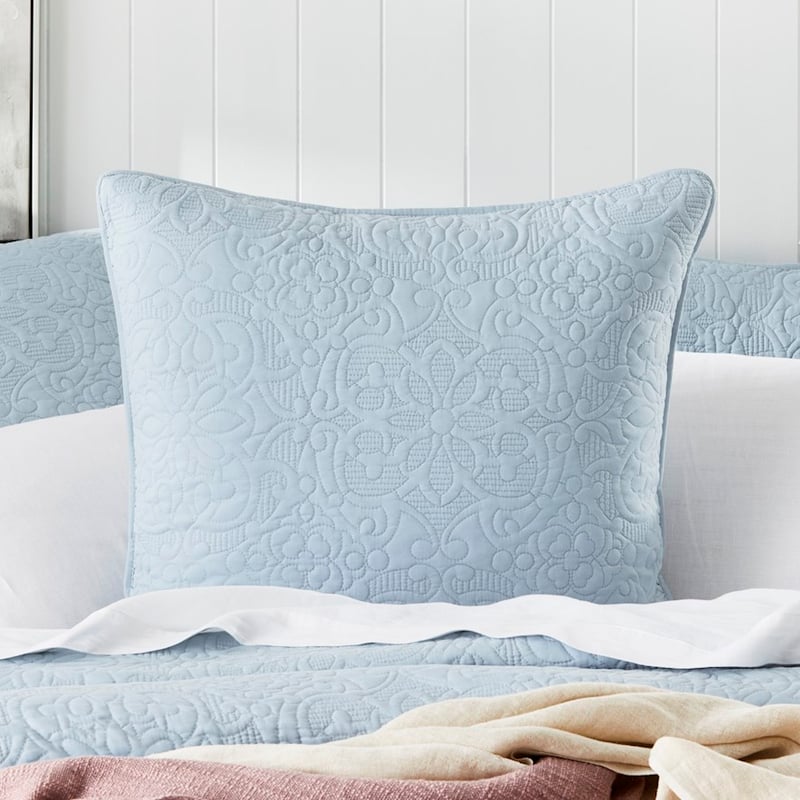 Chloe Quilted Powder Blue Quilt Cover