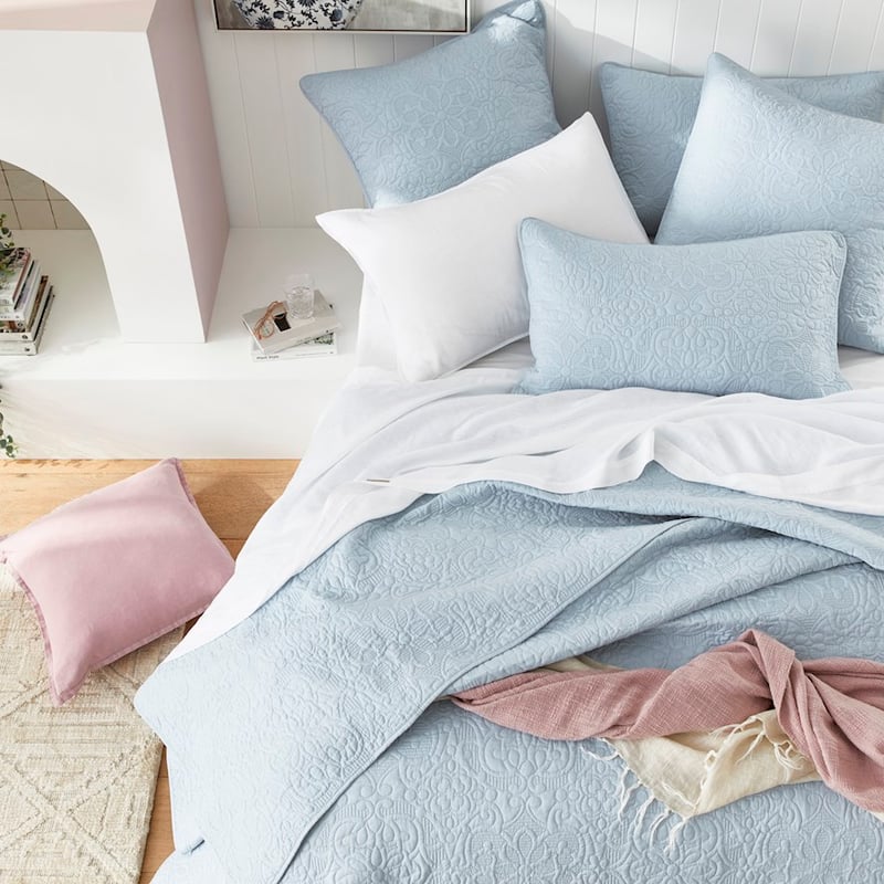 Chloe Quilted Powder Blue Quilt Cover