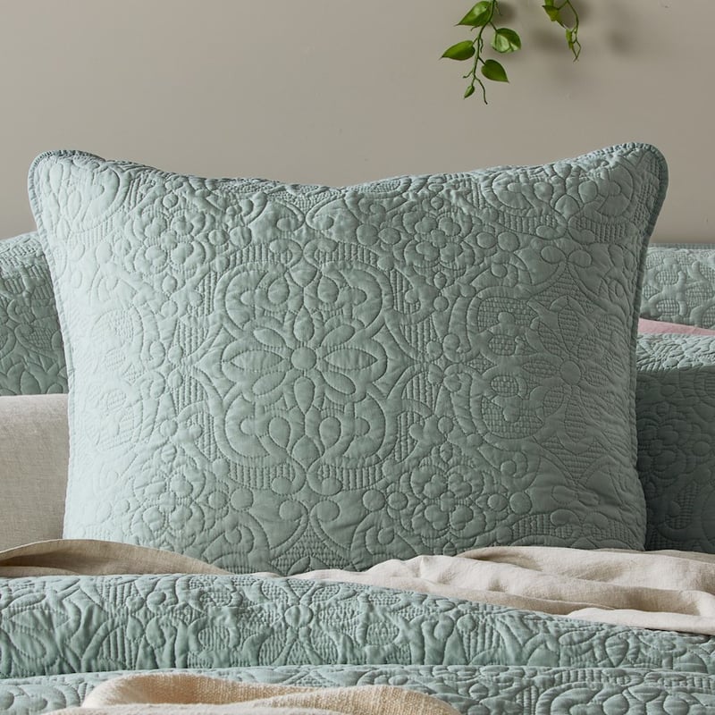 Chloe Quilted Sage Quilt Cover
