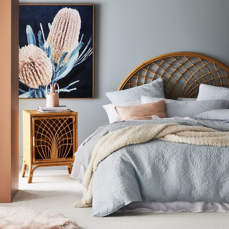 Chloe Quilted Silver Blue Quilt Cover