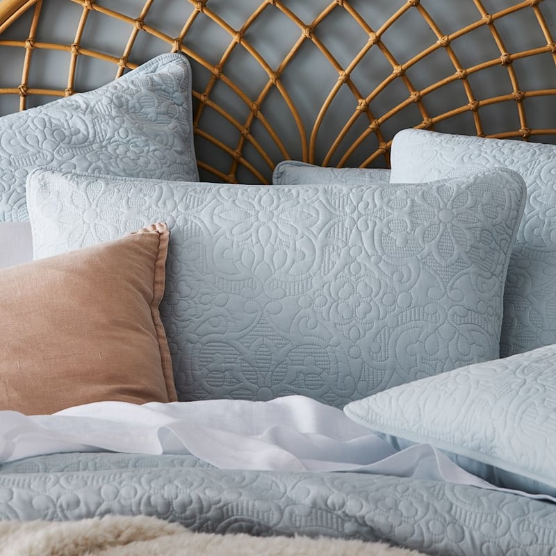 Chloe Quilted Silver Blue Quilt Cover