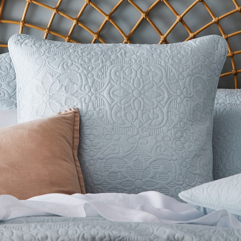 Chloe Quilted Silver Blue Quilt Cover
