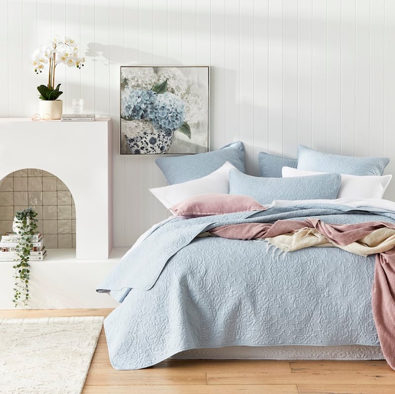 Chloe Quilted Powder Blue Coverlet