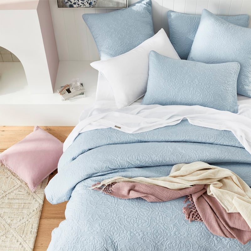 Chloe Quilted Powder Blue Coverlet