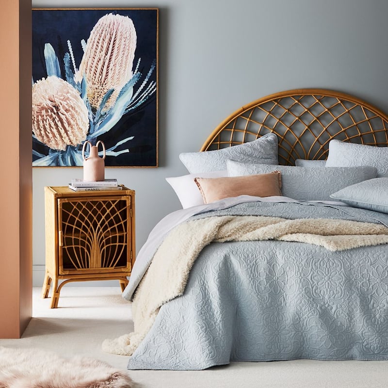 Chloe Quilted Silver Blue Coverlet
