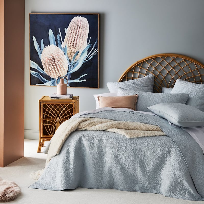 Chloe Quilted Silver Blue Coverlet