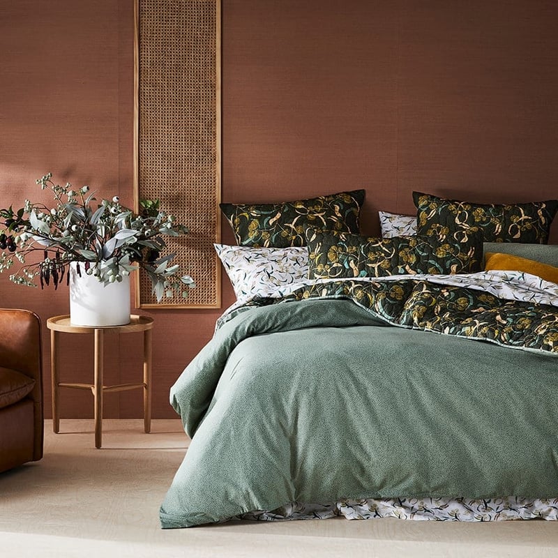 Dana Kinter Wattle Quilted Dark Green Quilt Cover