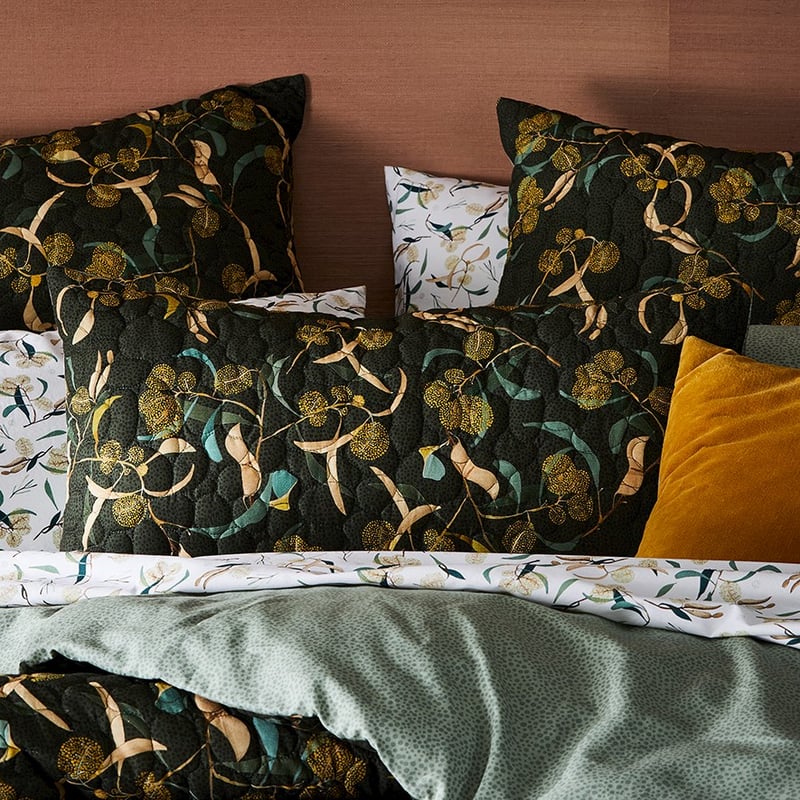 Dana Kinter Wattle Quilted Dark Green Quilt Cover