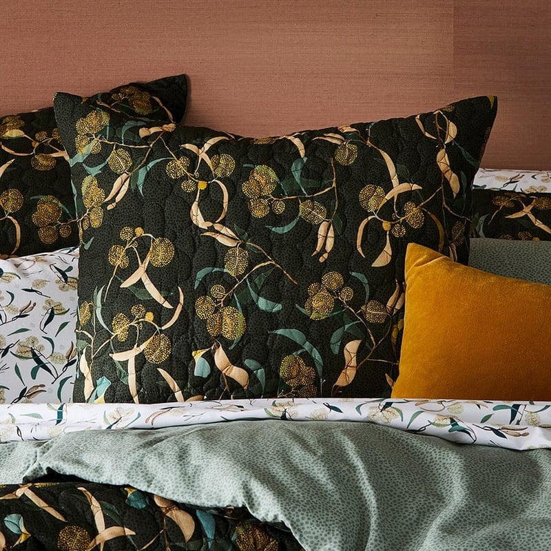 Dana Kinter Wattle Quilted Dark Green Quilt Cover