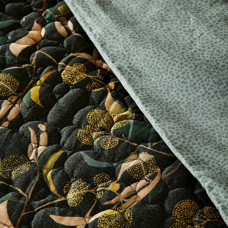Dana Kinter Wattle Quilted Dark Green Quilt Cover