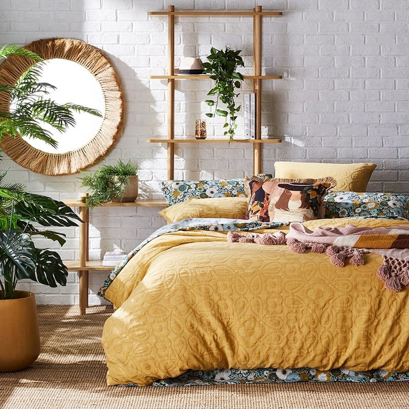Josie Matelasse Mustard Quilt Cover