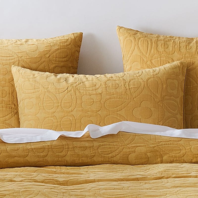 Josie Matelasse Mustard Quilt Cover