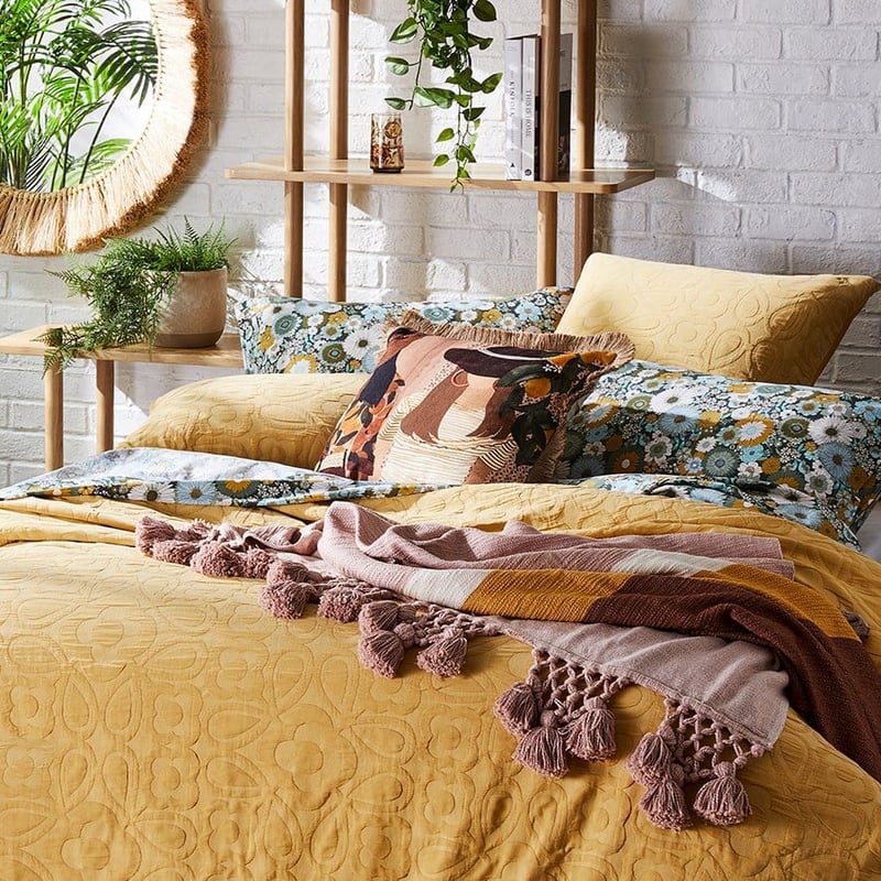 Josie Matelasse Mustard Quilt Cover