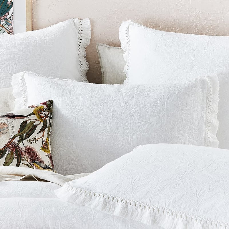 Botanical Fringe Off White Quilt Cover