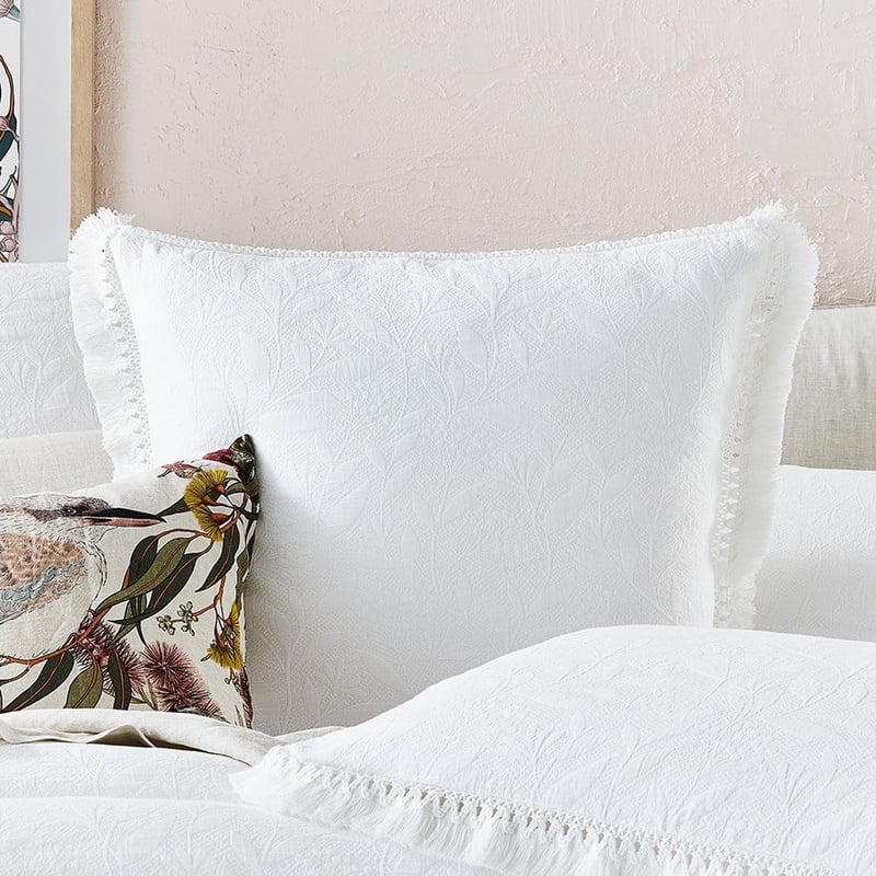 Botanical Fringe Off White Quilt Cover