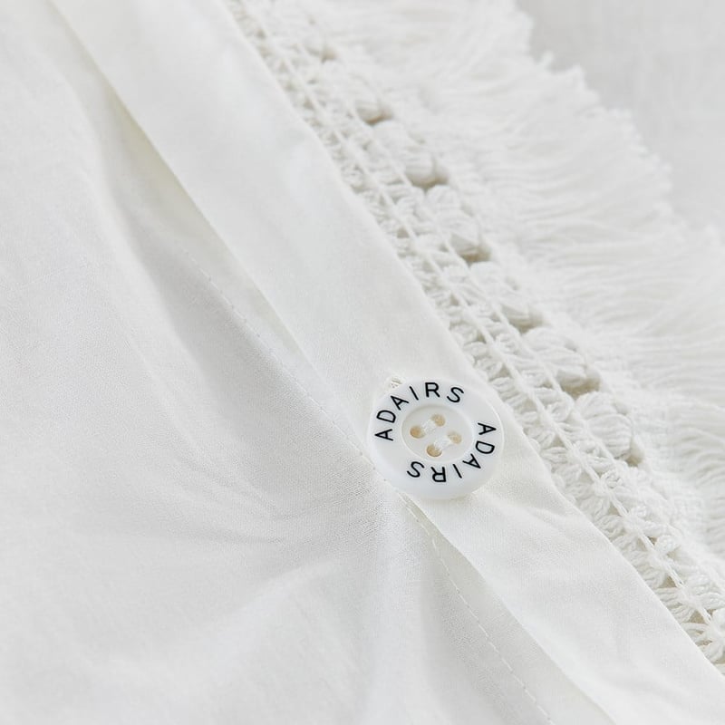 Botanical Fringe Off White Quilt Cover