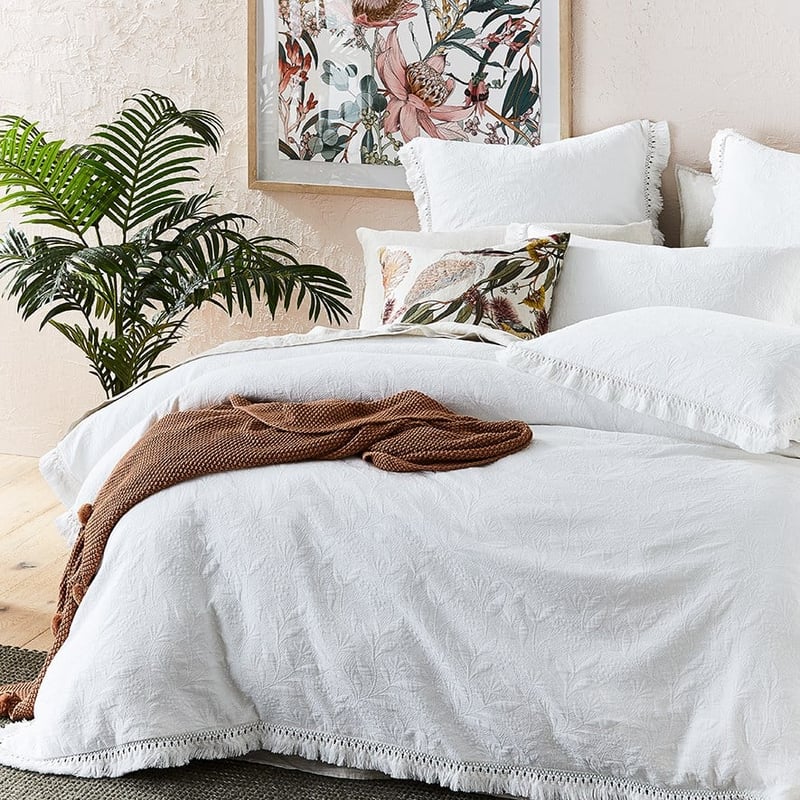 Botanical Fringe Off White Quilt Cover