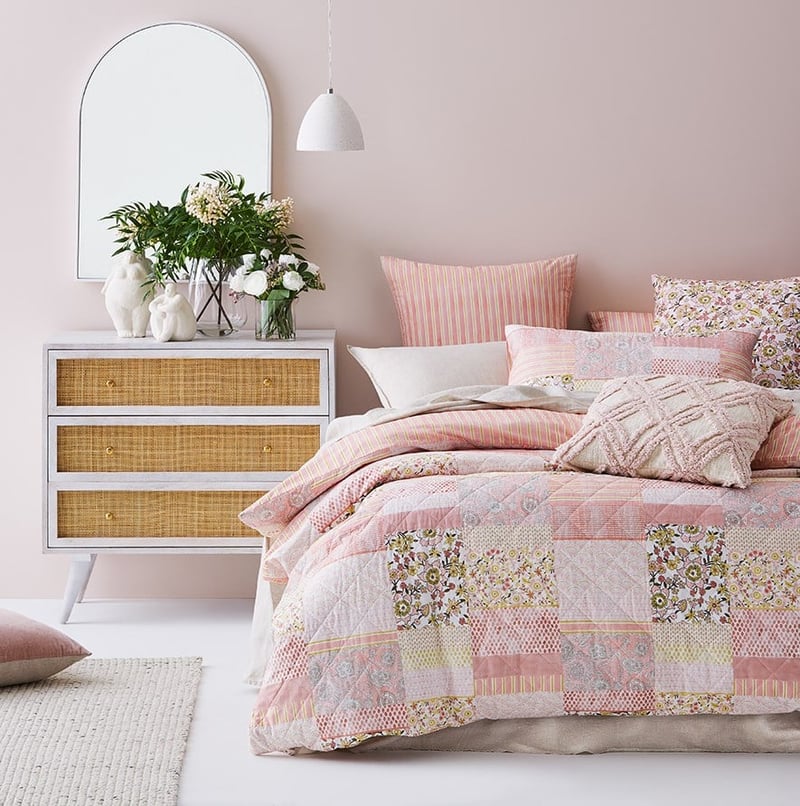 Polly Quilted Pink Quilt Cover