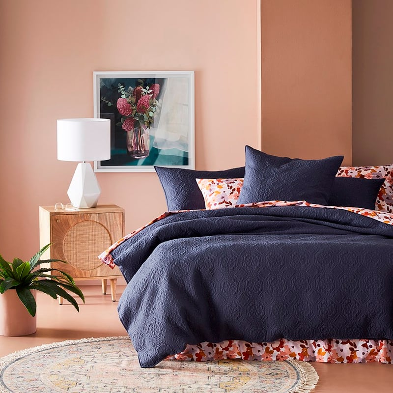 Mable Quilted Navy Quilt Cover