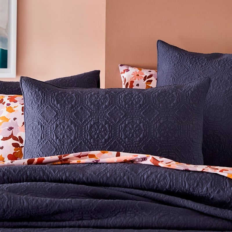 Mable Quilted Navy Quilt Cover