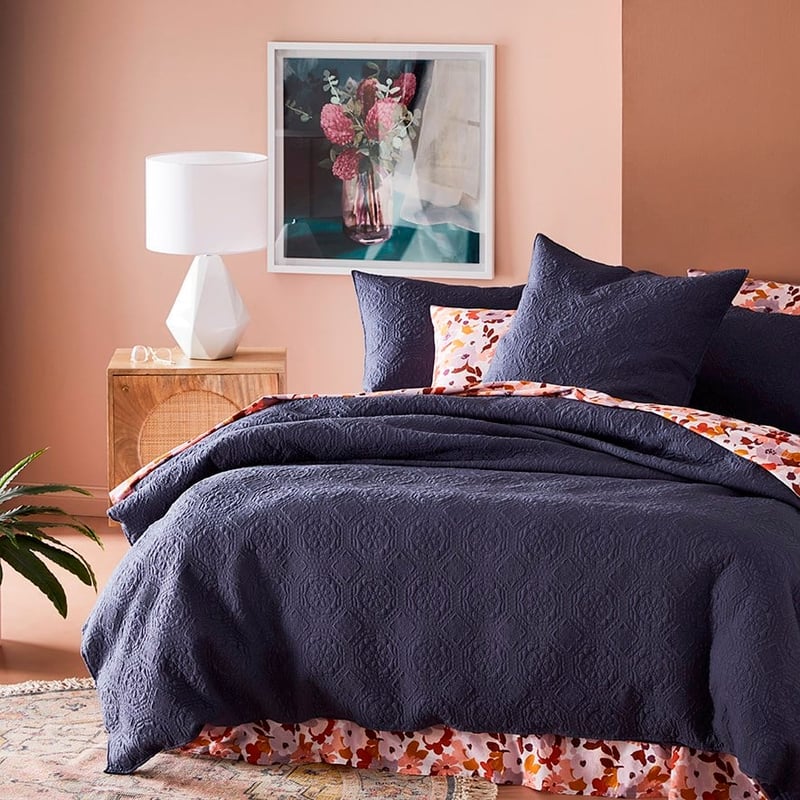Mable Quilted Navy Quilt Cover