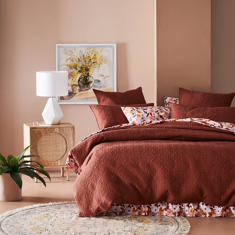 Mable Quilted Rustic Brown Quilt Cover