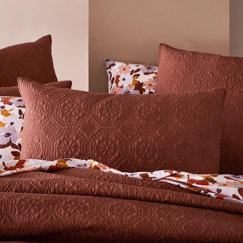 Mable Quilted Rustic Brown Quilt Cover