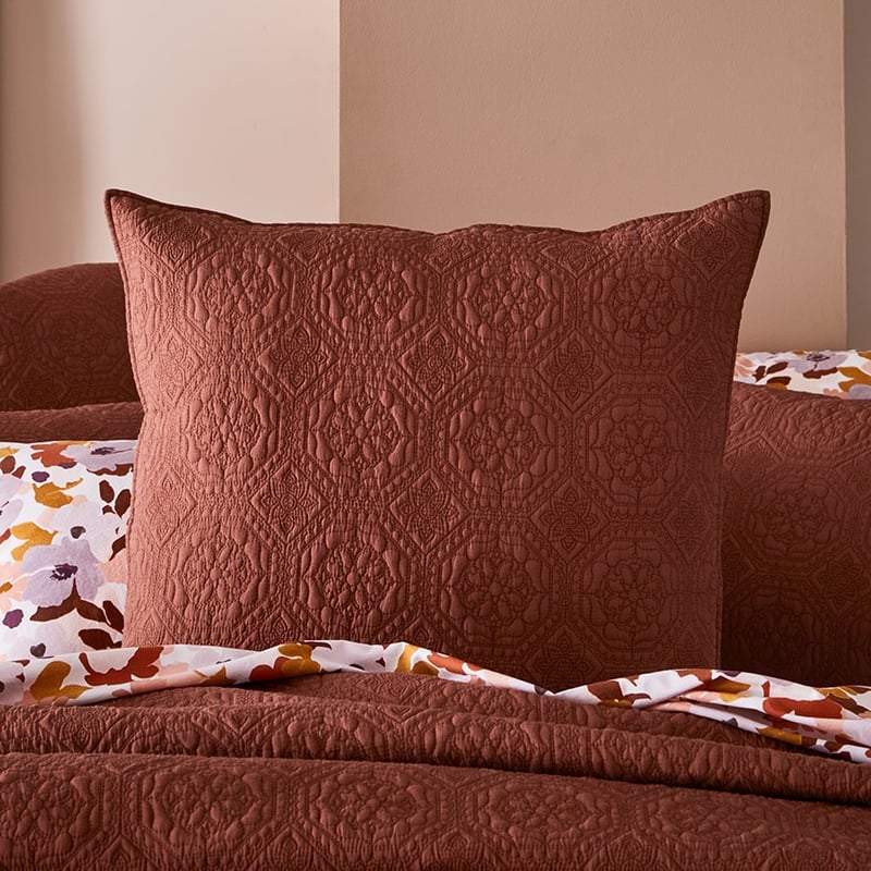 Mable Quilted Rustic Brown Quilt Cover