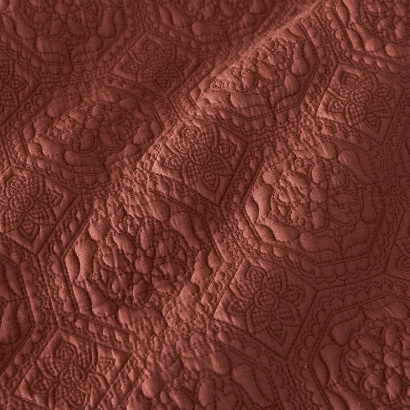 Mable Quilted Rustic Brown Quilt Cover