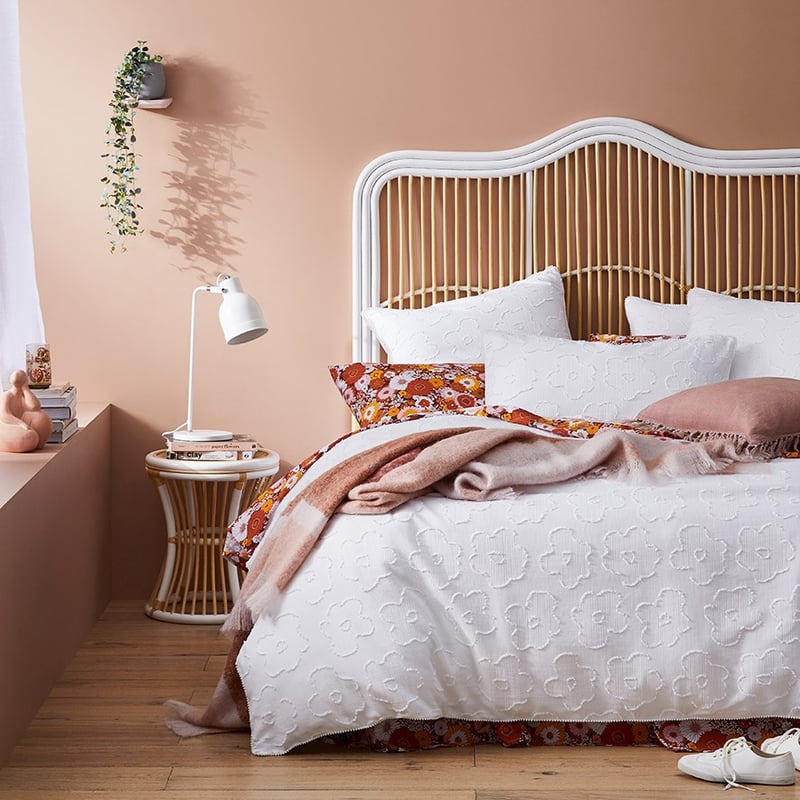 Poppy Jacquard White Quilt Cover