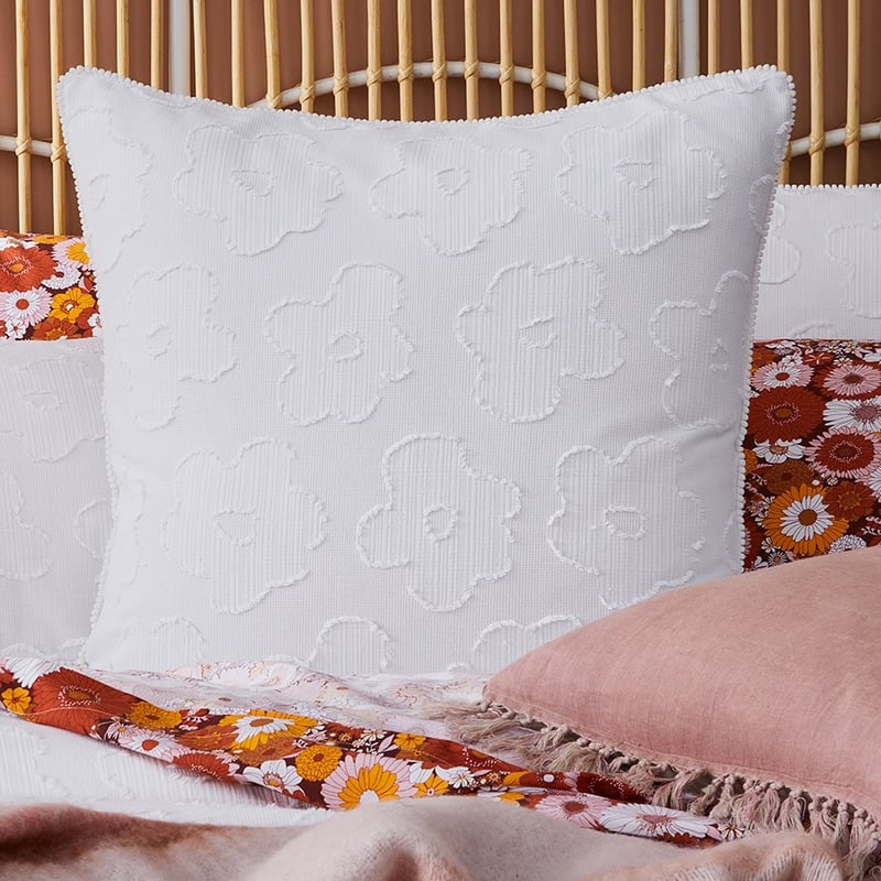 Poppy Jacquard White Quilt Cover