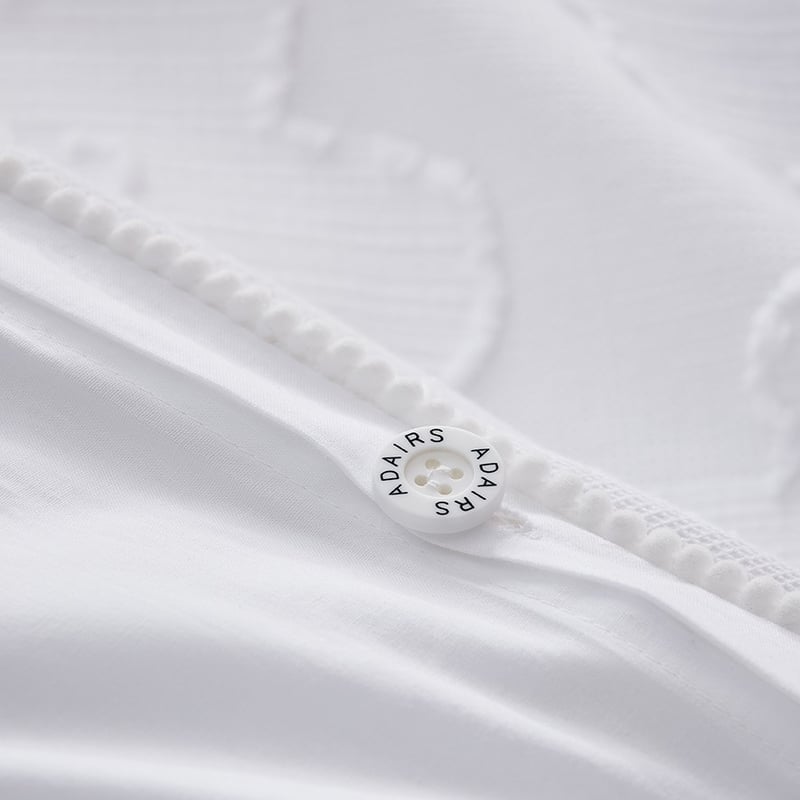 Poppy Jacquard White Quilt Cover