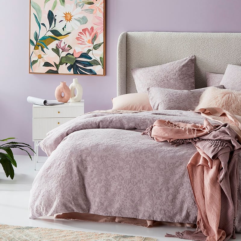 Gemma Matelasse Mauve Quilt Cover
