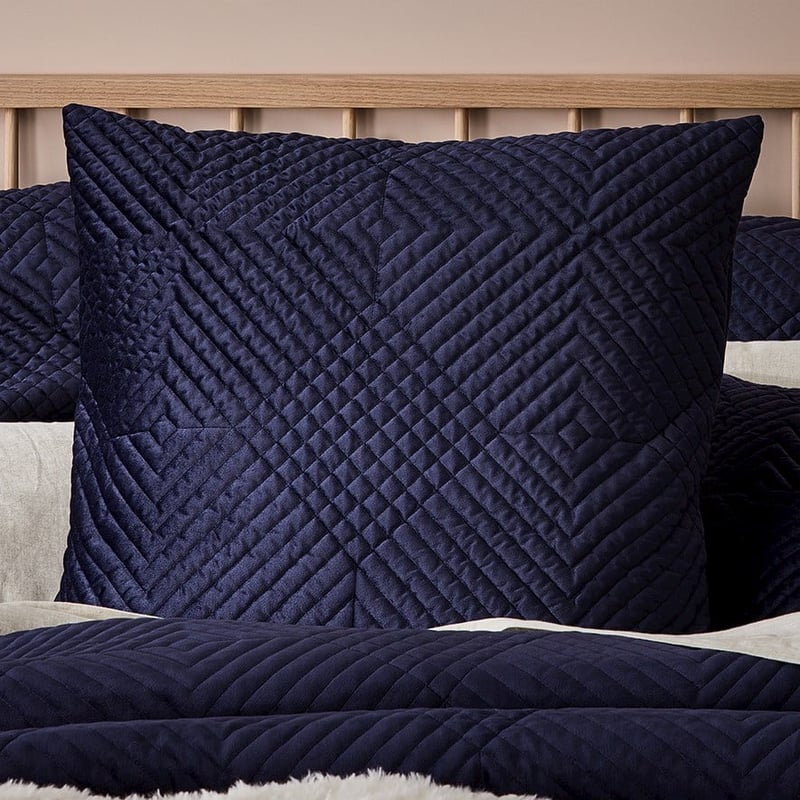 Ellery Velvet Quilted Navy Quilt Cover
