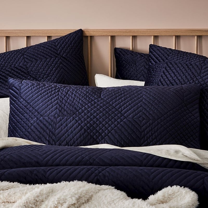 Ellery Velvet Quilted Navy Quilt Cover