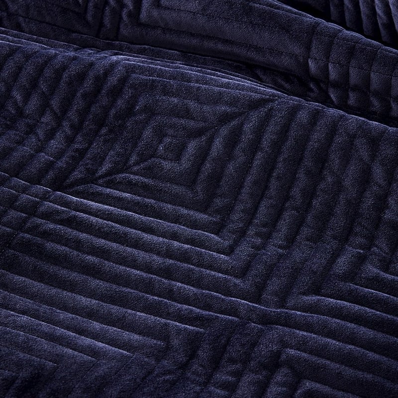 Ellery Velvet Quilted Navy Quilt Cover
