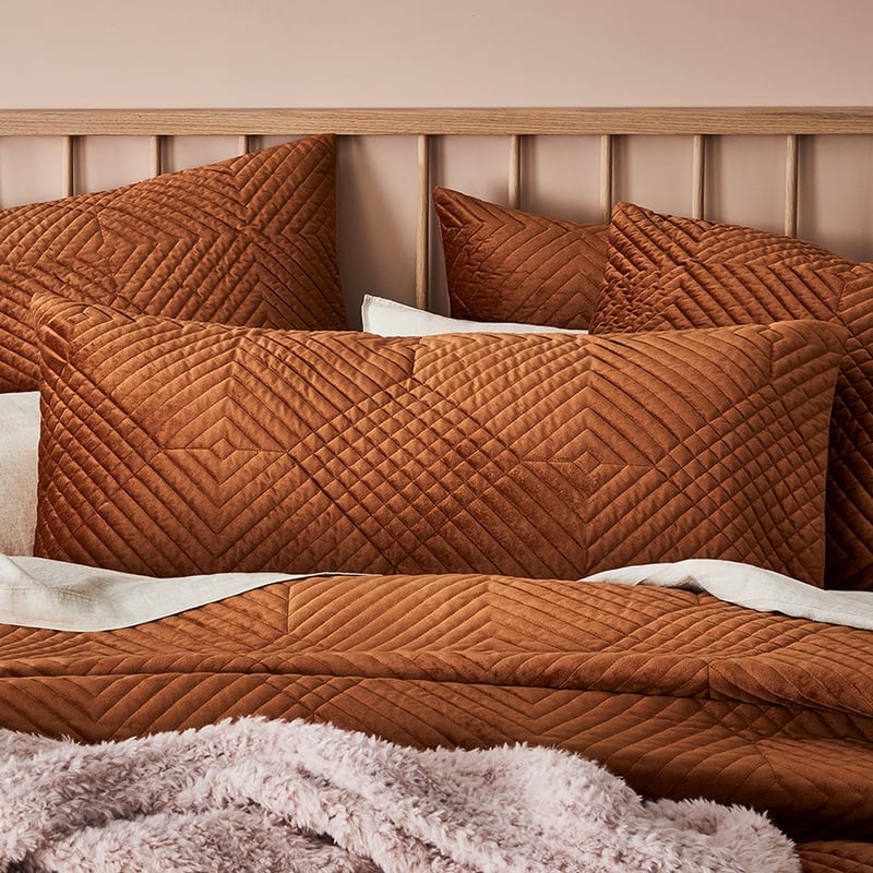 Ellery Velvet Quilted Rust Quilt Cover