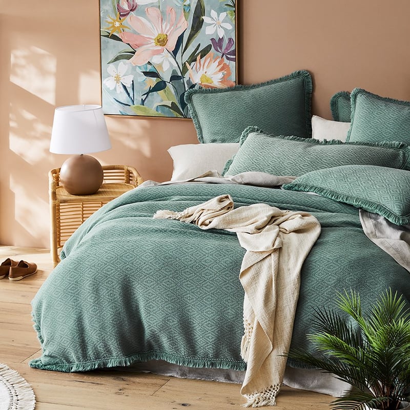 Mara Jacquard Sage Quilt Cover